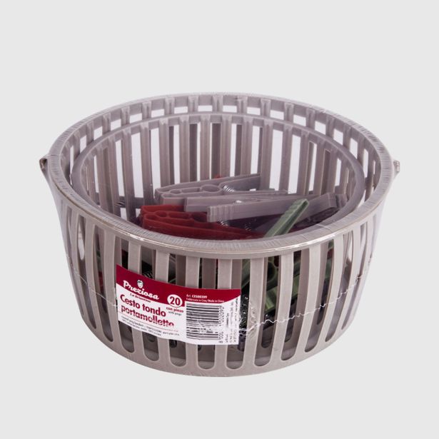 ŠČIPALKE LA BRIANTINA SET ZA OBEŠANJE PERILA (KOŠARICA + 20 ŠČIPALK)