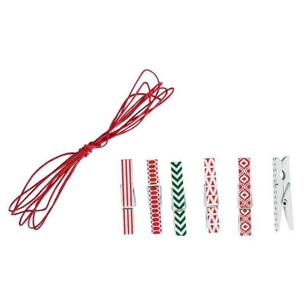 DROBNI ART.ZA USTVARJANJE RAYHER ŠČIPALKE LESENE 4.5 CM 12 KOS RDEČE, BELE, ZELENE