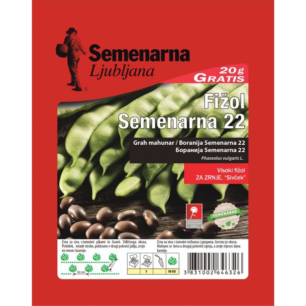 SEME STROČNIC SEMENARNA FIŽOL SEMENARNA 22 100+20G GRATIS