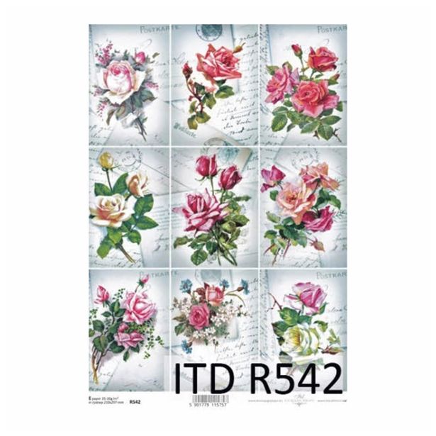 SERVIETNA, DECOUPAGE TEH. RAYHER DECOUPAGE PAPIR RIŽEV A4 ŠOPKI VRTNIC