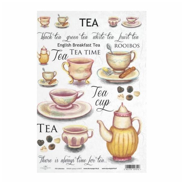 SERVIETNA, DECOUPAGE TEH. RAYHER DECOUPAGE PAPIR RIŽEV A4 TEA CUP