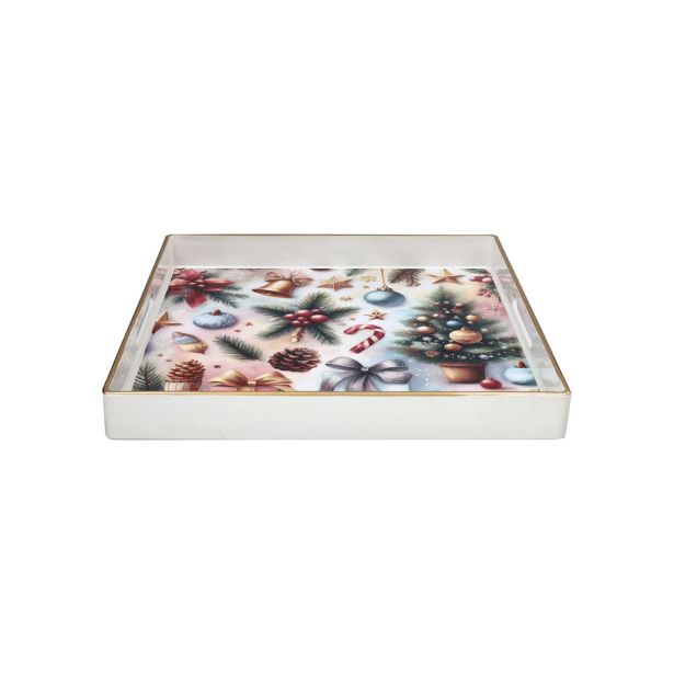 SERVIRNI PLADENJ TOGNANA 35X35 CM KVADRATEN PARTY TIME BOŽIČNI MOTIV BEL