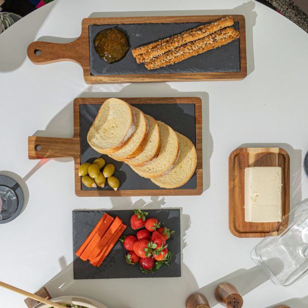 SERVIRNI PLADENJ ESTIA 28X17 CM IZ SKRILAVCA Z LESENIM PODSTAV. 07-24208