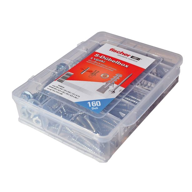ZIDNI VLOŽEK Z VIJAKOM FISCHER SET VLOŽKOV Z VIJAKI V PVC ŠKATLI 160 KOS