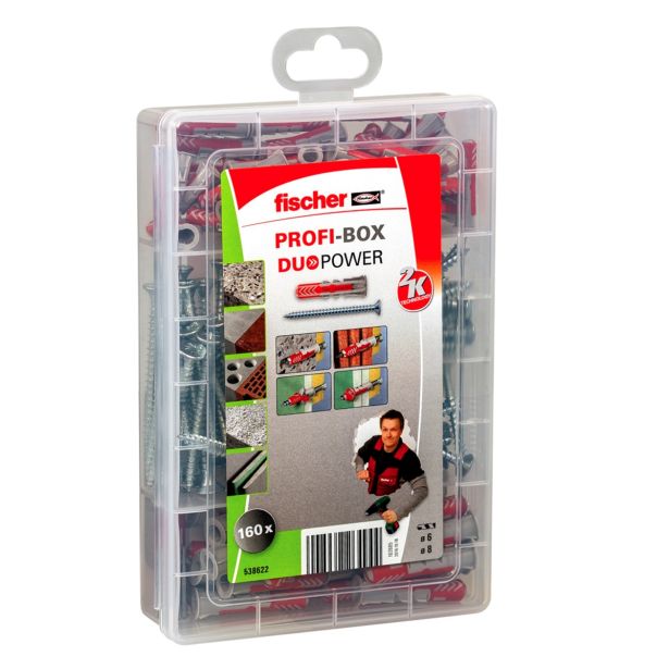 ZIDNI VLOŽEK Z VIJAKOM FISCHER SET VLOŽKOV Z VIJAKI V PVC ZABOJU 160 KOS