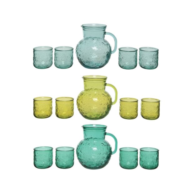 KOZAREC ZA VODO/SOK DECORIS SET 4 KOZARCEV IN VRČ RAZLIČNE BARVE