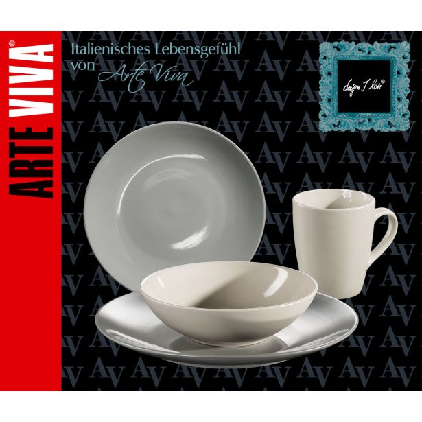 SET KROŽNIKOV ARTE VIVA 16 DELNI NATURLOOK KREM/SIVA