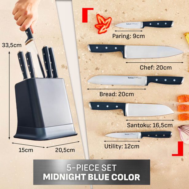 SET NOŽEV TEFAL 5-DELNI S STOJALOM EVERSHARP K297S644