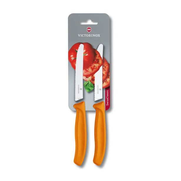 SET NOŽEV VICTORINOX ZA PARADIŽNIK NAZOBČANO REZILO 2X11CM ORANŽEN