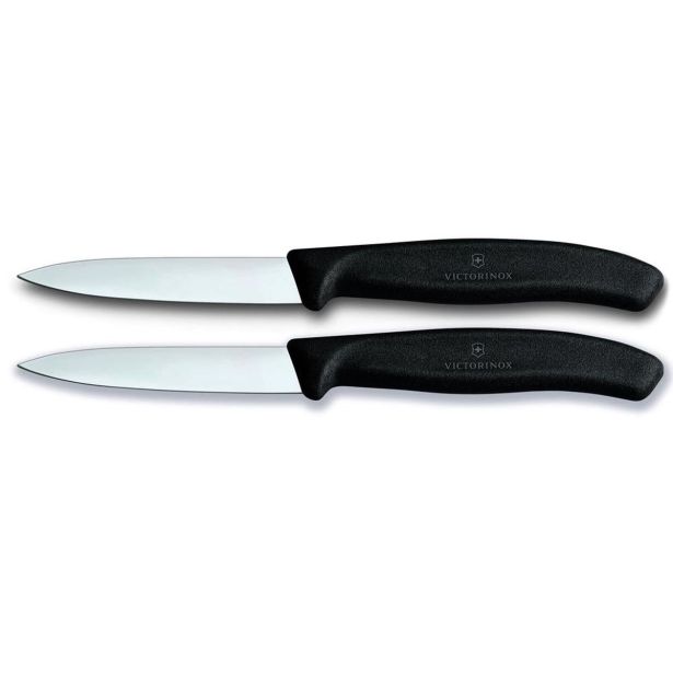 SET NOŽEV VICTORINOX ZA ZELENJAVO 2X ŠPIČASTO REZILO 8CM ČRN