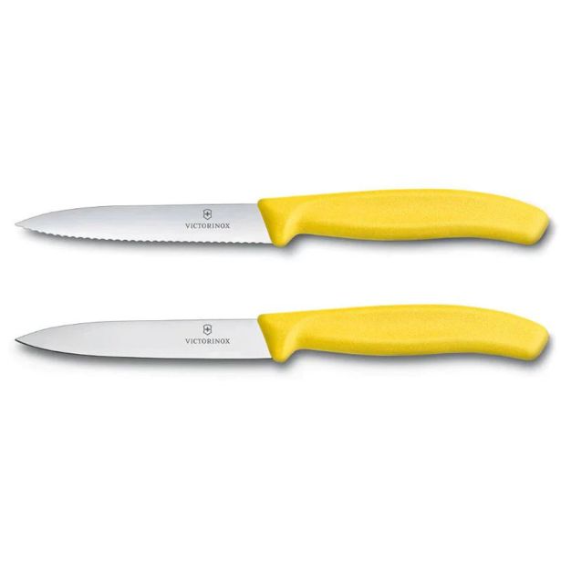 SET NOŽEV VICTORINOX ZA ZELENJAVO 2X10CM RAVNO +NAZOBČANO REZILO RUMEN