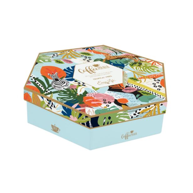 SET SKODELIC IN LONČKOV EASY LIFE 6 DELNI TROPICAL VIBES 110 ML Z LESENIM PODSTAV.