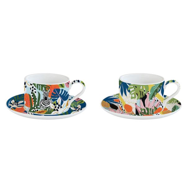 SET SKODELIC IN LONČKOV EASY LIFE TROPICAL VIBES SET 2KOS SKODELICE ČAJNE 240ML