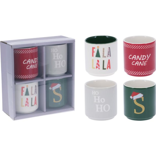 SET SKODELIC IN LONČKOV EH 180 ML SET 4/1 BOŽIČNI DEKOR BREZ ROČAJ.V ŠKATLI