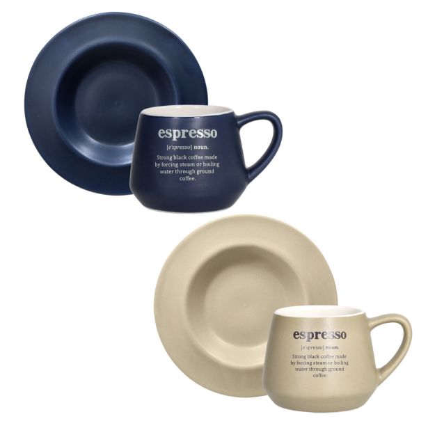 SET SKODELIC IN LONČKOV TOGNANA 2 DELNI S PODSTAVKOM 90ML MODRA/BEŽ ESPRESSO