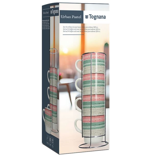 SET SKODELIC IN LONČKOV TOGNANA 4 DELNI 320 ML W/METAL STANDURBAN URBAN PASTEL