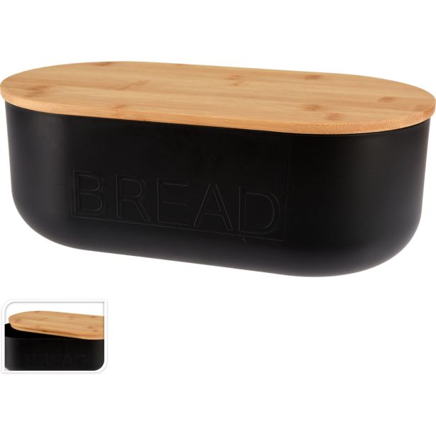 SHRANJEVANJE KRUHA EH KRUHOVNIK 35X19X12 CM Z LESENIM POKR.ČRNE BARVE