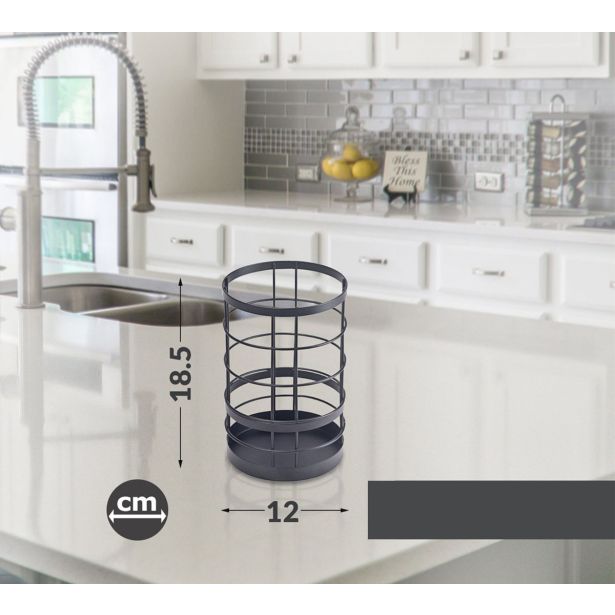 SHRANJEVANJE PRIBORA ARTE VIVA STOJALO ZA KUHINJSKE PRIPOMOČKE 12 CM ČRN