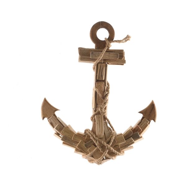 DEKORACIJA DECORIS SIDRO LESENO Z VRVJO 52X42X5 CM