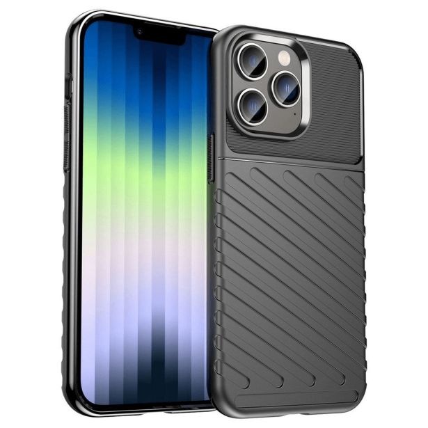 SILIKONSKI OVITEK THUNDER ARMOR ZA IPHONE 15 PRO MAX - ČRN