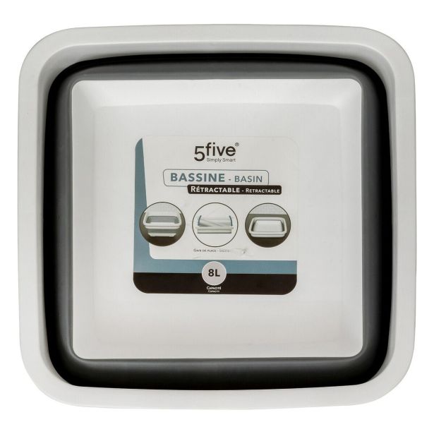 ŠKAF/UMIVALNIK FIVE ZLOŽLJIV 8L 32X32X15 SIVO BEL