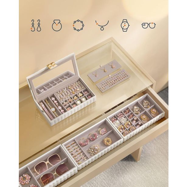 ŠKATLA ZA NAKIT SONGMICS HOME ANAH Z OGLEDALOM