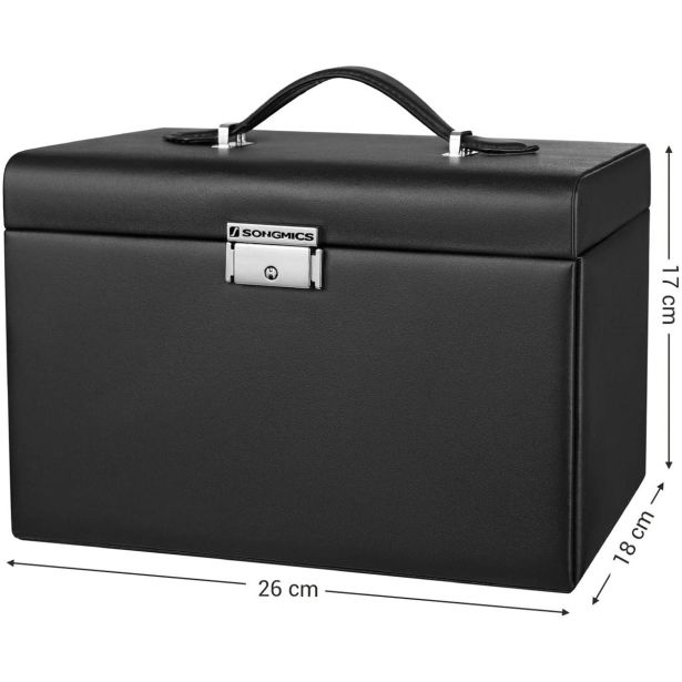 ŠKATLA ZA NAKIT SONGMICS Z 2 PREDALOMA IN OGLEDALOM