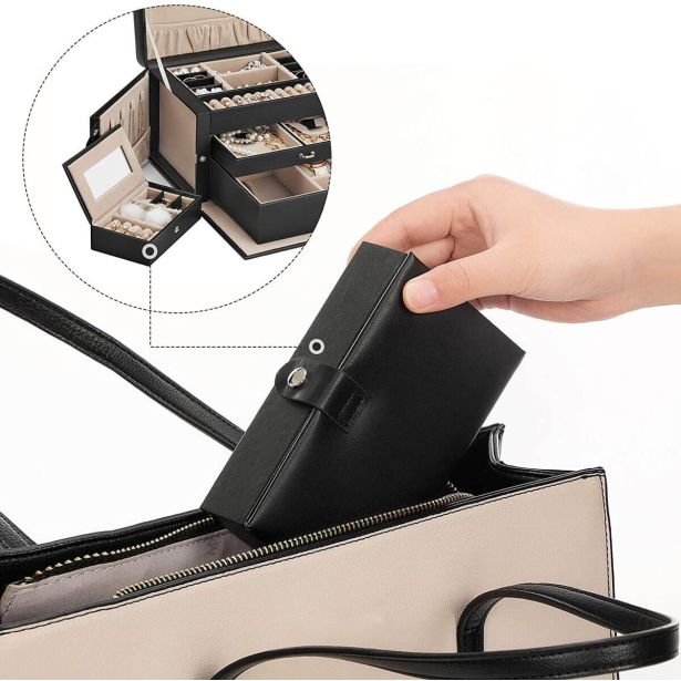 ŠKATLA ZA NAKIT SONGMICS Z 2 PREDALOMA IN OGLEDALOM