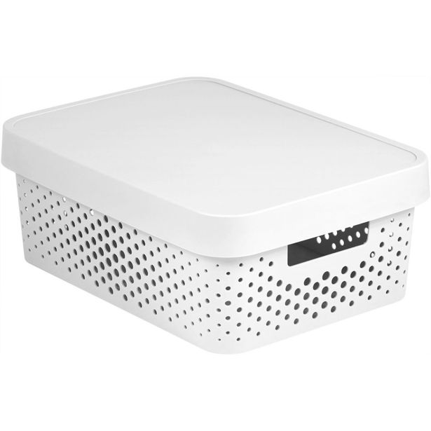 ŠKATLA ZA SHRANJEVANJE, PERFORIRANA, INFINITY, S POKROVOM, BELA, 17L