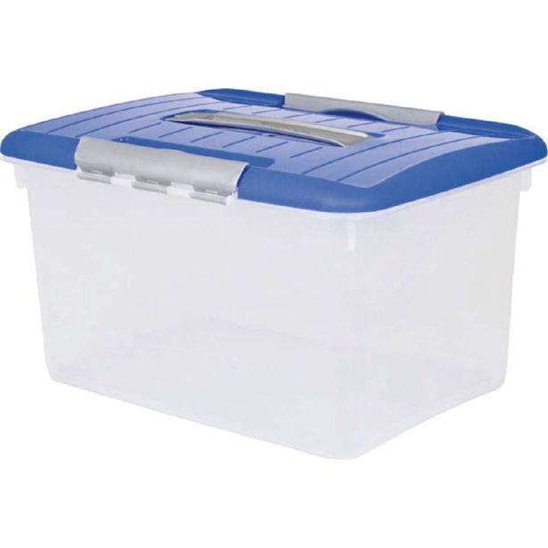 ŠKATLA/ZABOJ CURVER OPTIMA 15L Z ROČAJEM MODRA/TRANSPARENT