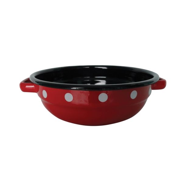 POSODA ZA PRIPRAVO HRANE EMO 18 CM SKLEDA BELE PIKE EMAJL