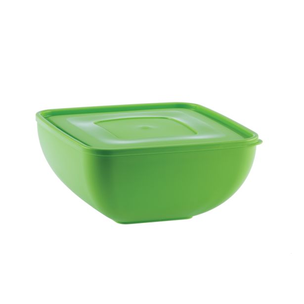 PIKNIK PROGRAM UCSAN PLASTIK SKLEDA S POKROVOM 4 L KVADRATNA ZELENE BARVE