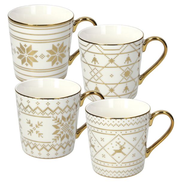 SKODELICA / LONČEK 410 ML NATALE GOLD TRICOT RAZLIČNI DEKORJI