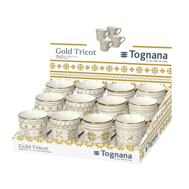 SKODELICA / LONČEK 410 ML NATALE GOLD TRICOT RAZLIČNI DEKORJI