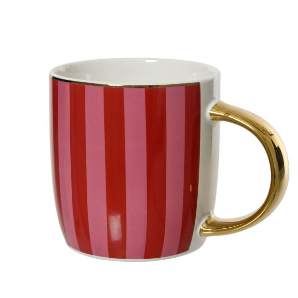 SKODELICA / LONČEK 8.6X7.3X9 CM ZLATI DETAJLI RDEČ VZOREC