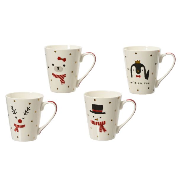 SKODELICA / LONČEK DECORIS SNEŽAK/JELENČEK/MEDVEDEK/ PINGIVN PORCELAN