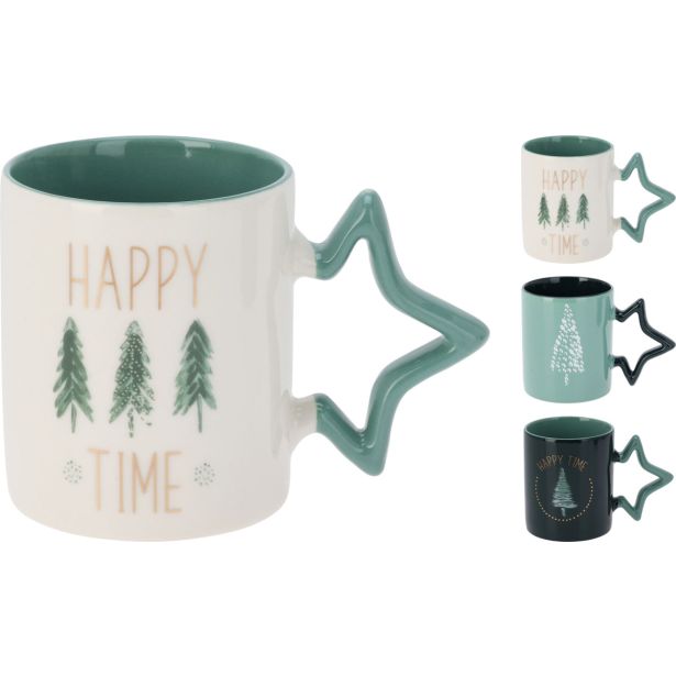 SKODELICA / LONČEK EH 380 ML RAZLIČNI BOŽIČNI DEKORJI ROČAJ ZVEZDA