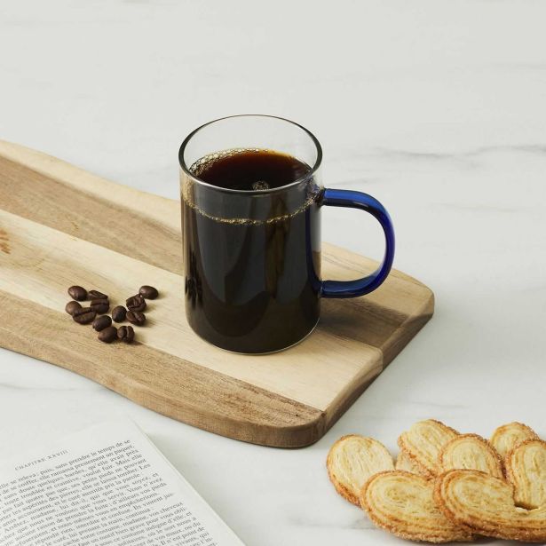 SKODELICA / LONČEK HOME DECO 300 ML STEKLEN OBARVAN ROČAJ