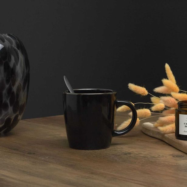 SKODELICA / LONČEK HOME DECO 400 ML ČRN LISERE DORE KERAMIKA