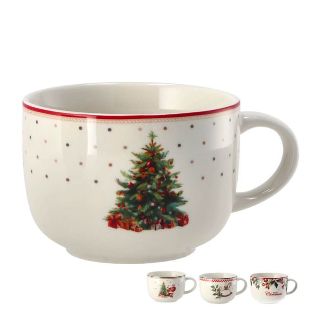 SKODELICA / LONČEK STAR 720 ML JUMBO NOVOLETNI VZOREC