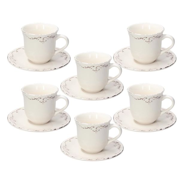 SET SKODELIC IN LONČKOV TOGNANA SKODELICA S PODSTAVKOM GRT 6/1 SHABBY SIENNA