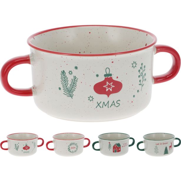 SKODELICA ZA KOSMIČE EH 625 ML RAZLIČNI ZIMSKI DEKORJI Z ROČAJEMA