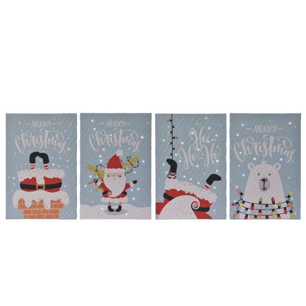 SLIKA 20X30 CM Z LED LUČKAMI BOŽIČEK/MEDO