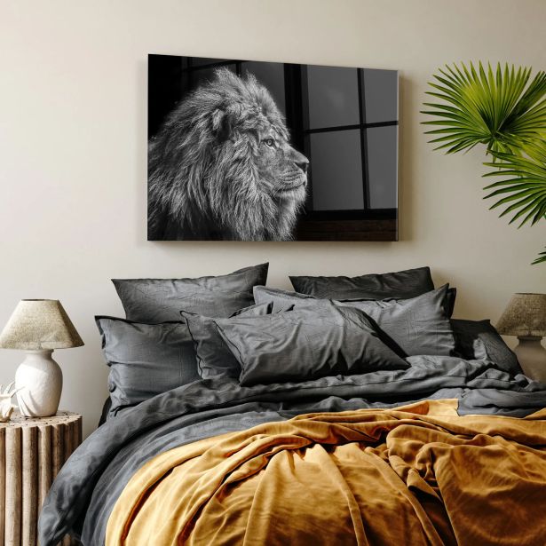 SLIKA STYLER LION SILVER STEKLENA 70X100 GL104