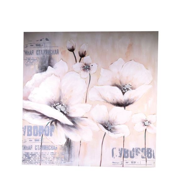 SLIKA TOGNANA BELE ROŽE 100X100 CM