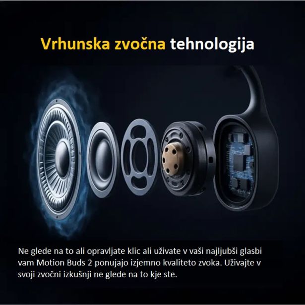 AGM MOTION BUDS 2 BLUETOOTH OBUŠESNE SLUŠALKE Z NAGLAVNO LUČKO "GYM" - BONE CONDUCTION - S KOSTNO PREVODNOSTJO ZVOKA