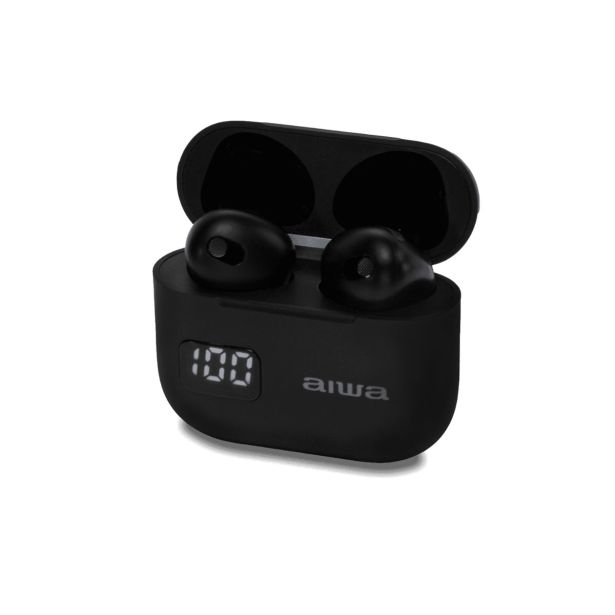 SLUŠALKE AIWA TWS, LED EKRAN EBTW-100BK