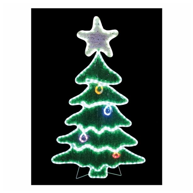 LUČKE UNICOM SMREKA Z ZVEZDO 115 CM Z ZELENO IN BELO GIRLANDO