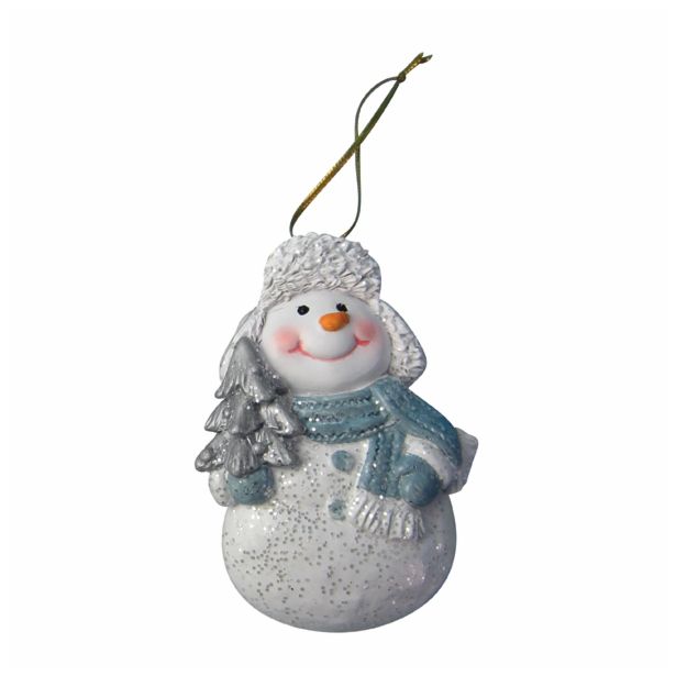 OKRASEK ZA JELKO GLOSSTYLE SNEŽAK 7.8 CM POLIRESIN VISEČI SORTIRANO