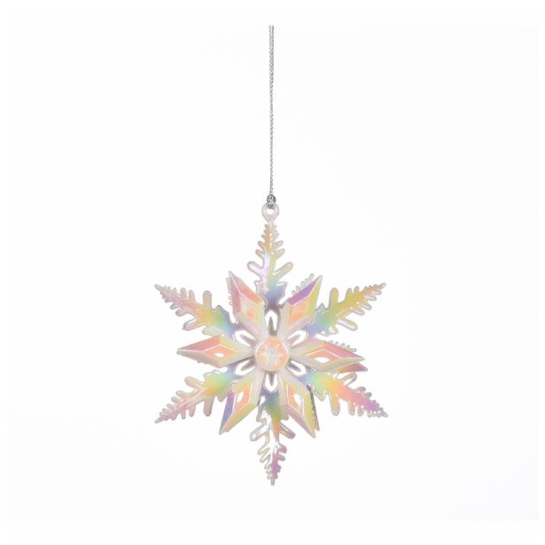 OKRASEK ZA JELKO GLOSSTYLE SNEŽINKA 11 CM PREMERA IZ UMETNE MASE PERL BARVE